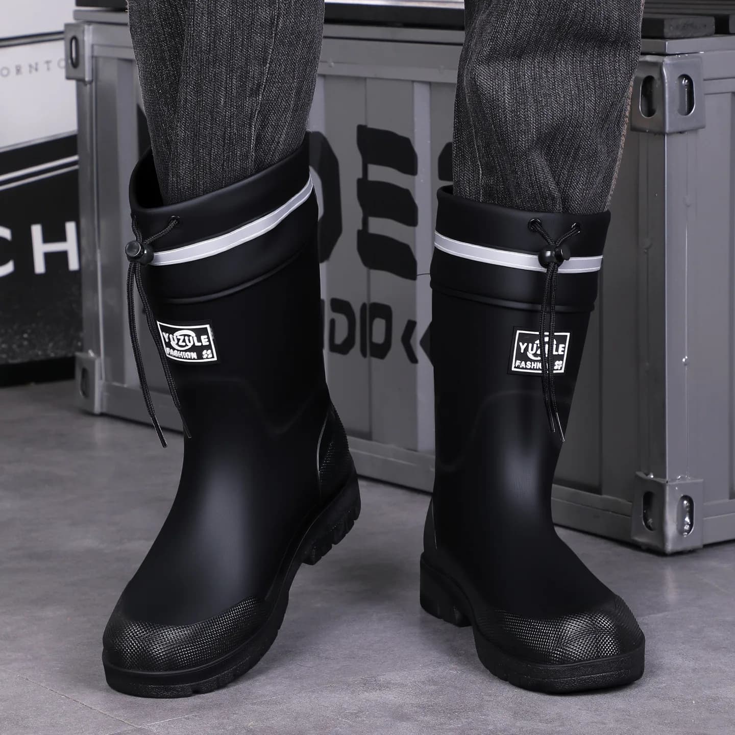Bottes de pluie mi-mollet haute technologie pour homme - Style coréen étudiant anti-dérapant