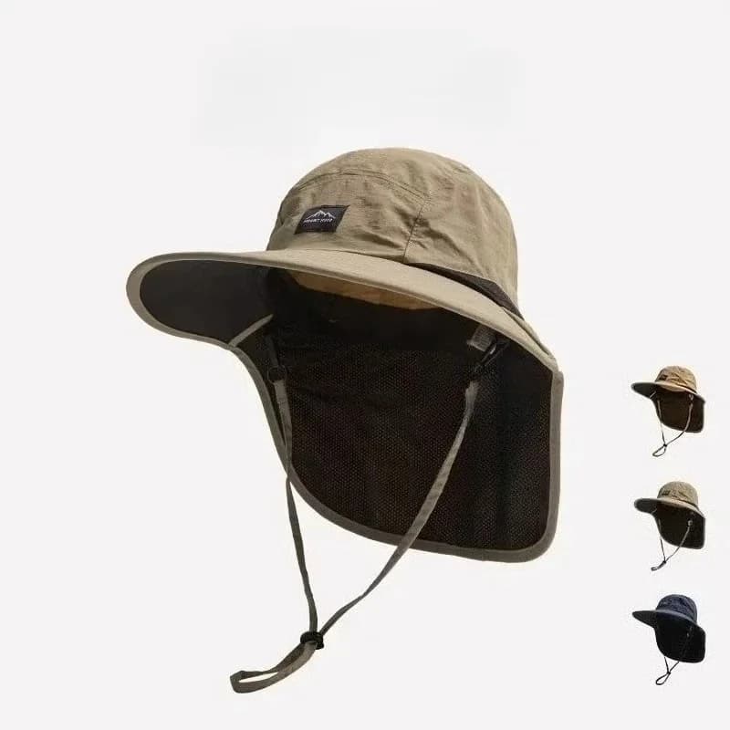 Chapeau de pêche anti-UV unisex avec protection nuque, léger et séchage rapide