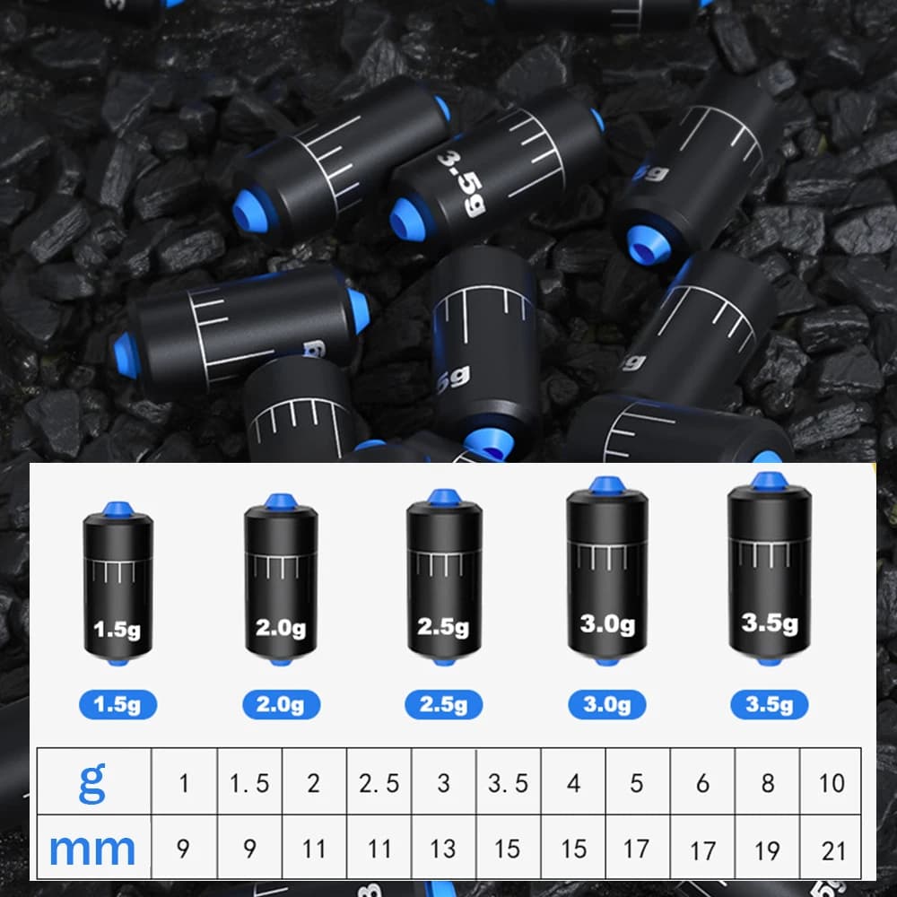 Plombs de pêche plombés 1.5g à 3.5g - 100 pièces pour lancer loin et précis - Poids étalonnés