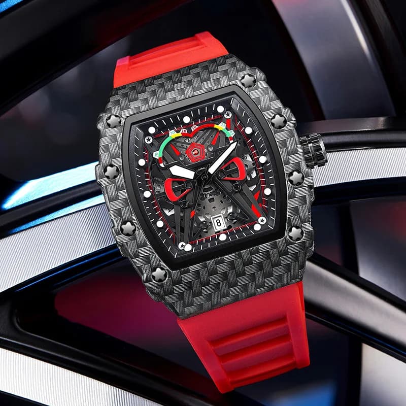 Montre homme étanche luminescente UTHAI CQ232 concept nouveau montre tonneau vin silicone tendance
