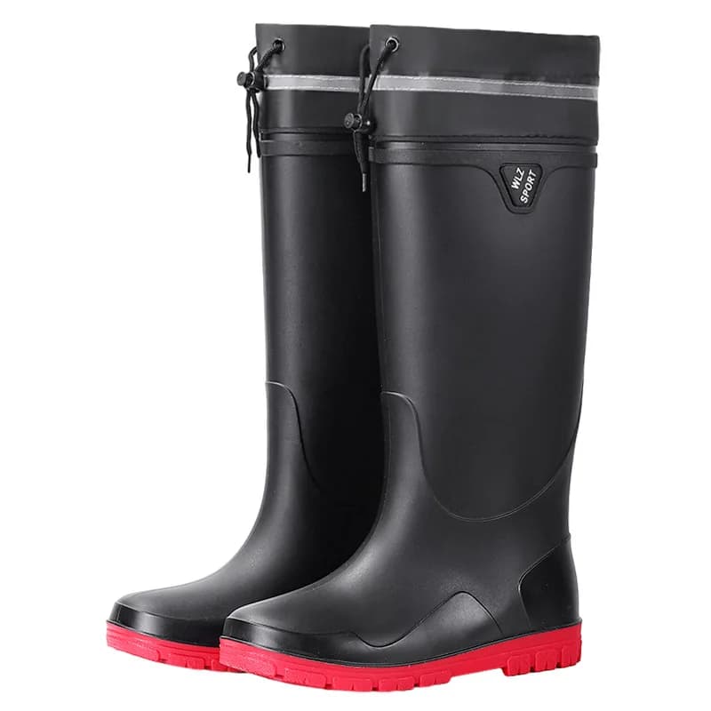 Bottes de pêche mi-mollet épaisses imperméables - Chaussures extérieur antidérapantes PVC bout rond