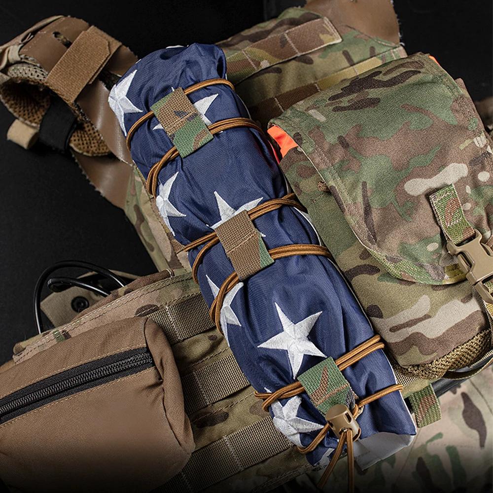 Sangle élastique bungee avec drapeau - Organisateur Molle pour outils de pêche 82 pouces
