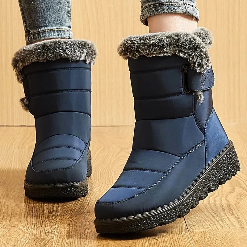 Bottes hiver femme 2025 tendance - Bottines cheville fourrure étanches neige talons bas botas mujer
