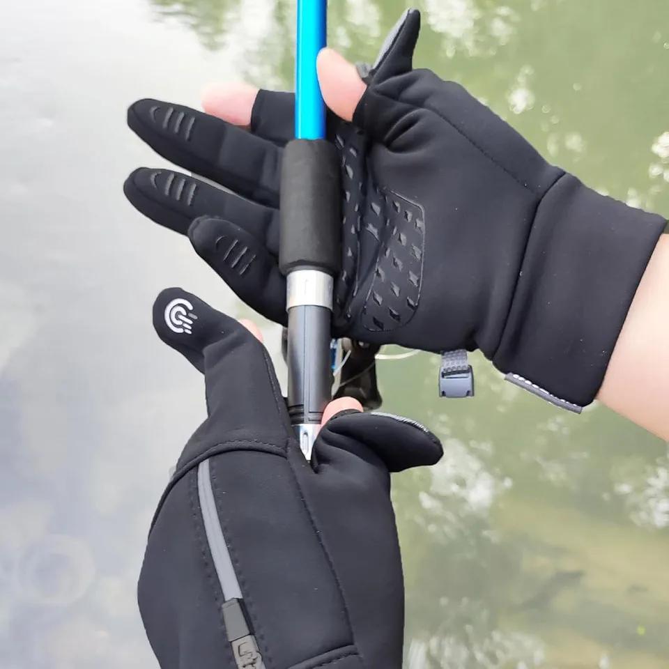 Gants hiver pêche 2 doigts retournables imperméables coupe-vent photo hommes femmes outils