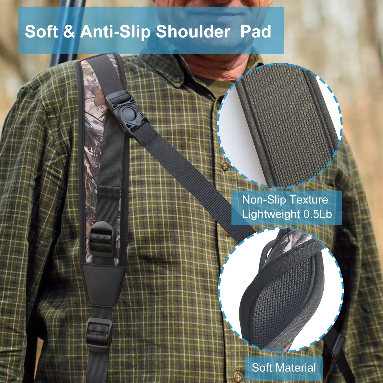 Sangle de fusil avec attaches rapides néoprène - Sangle réglable mains libres pour pêche et chasse