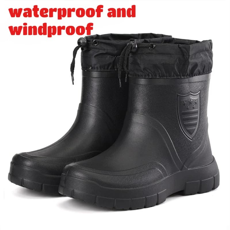 Bottes pluie automne hiver mode coton basse polaire légères imperméables anti-vent anti-dérapantes chaudes