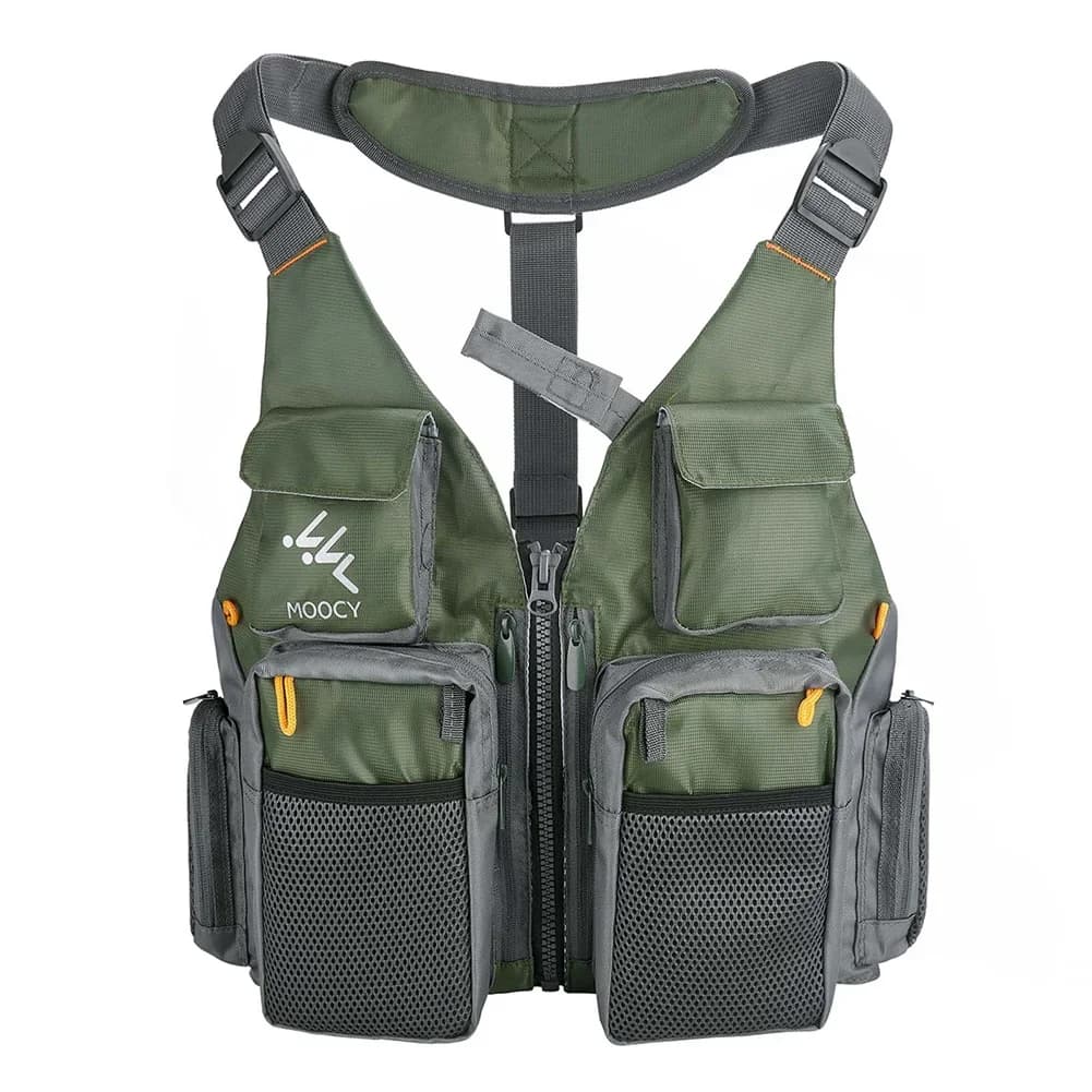 Veste de pêche respirante en mesh avec poches zippée pour randonnée voyage et running été