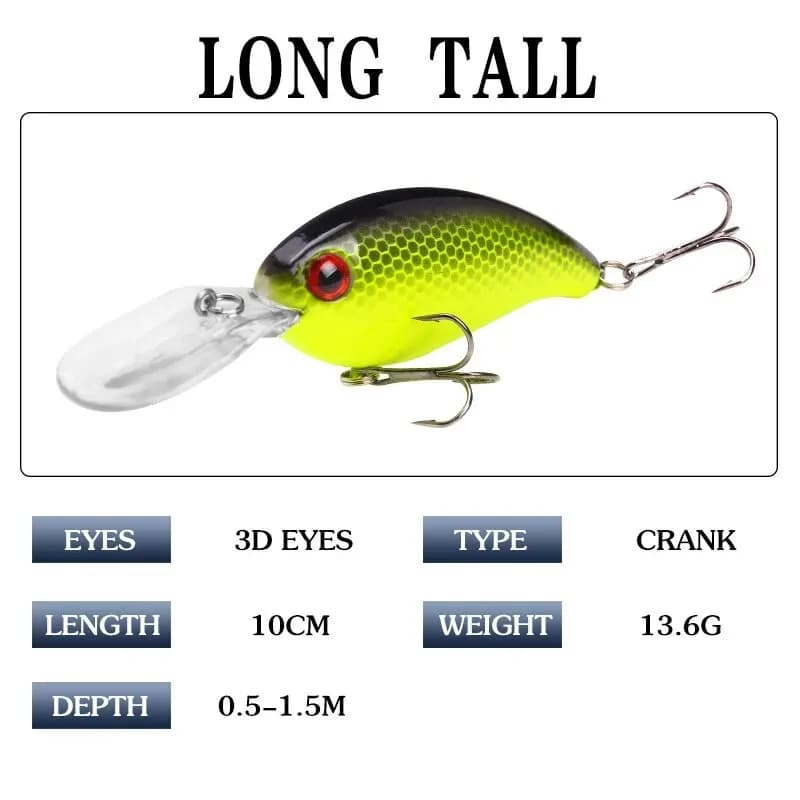 Leurre crankbait 13.6g 10cm minnow yeux 3D pour pêche brochet perche black bass carpe