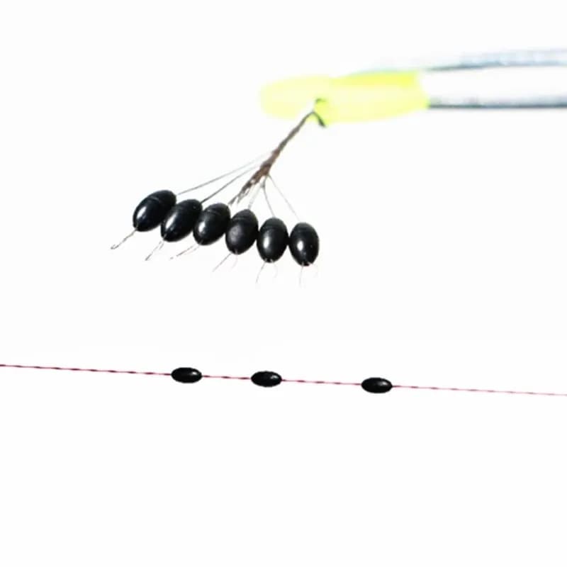 120PCS Space Beans Stoppers en Caoutchouc Noir pour Pêche à la Carpe - Flotteurs Ovales Équipement Pêche