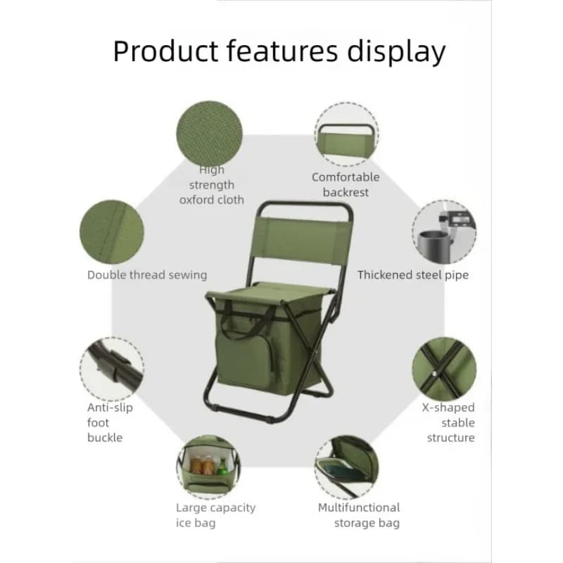 Chaise trois-en-un camouflage poney pliante portable pour pêche camping et glacière