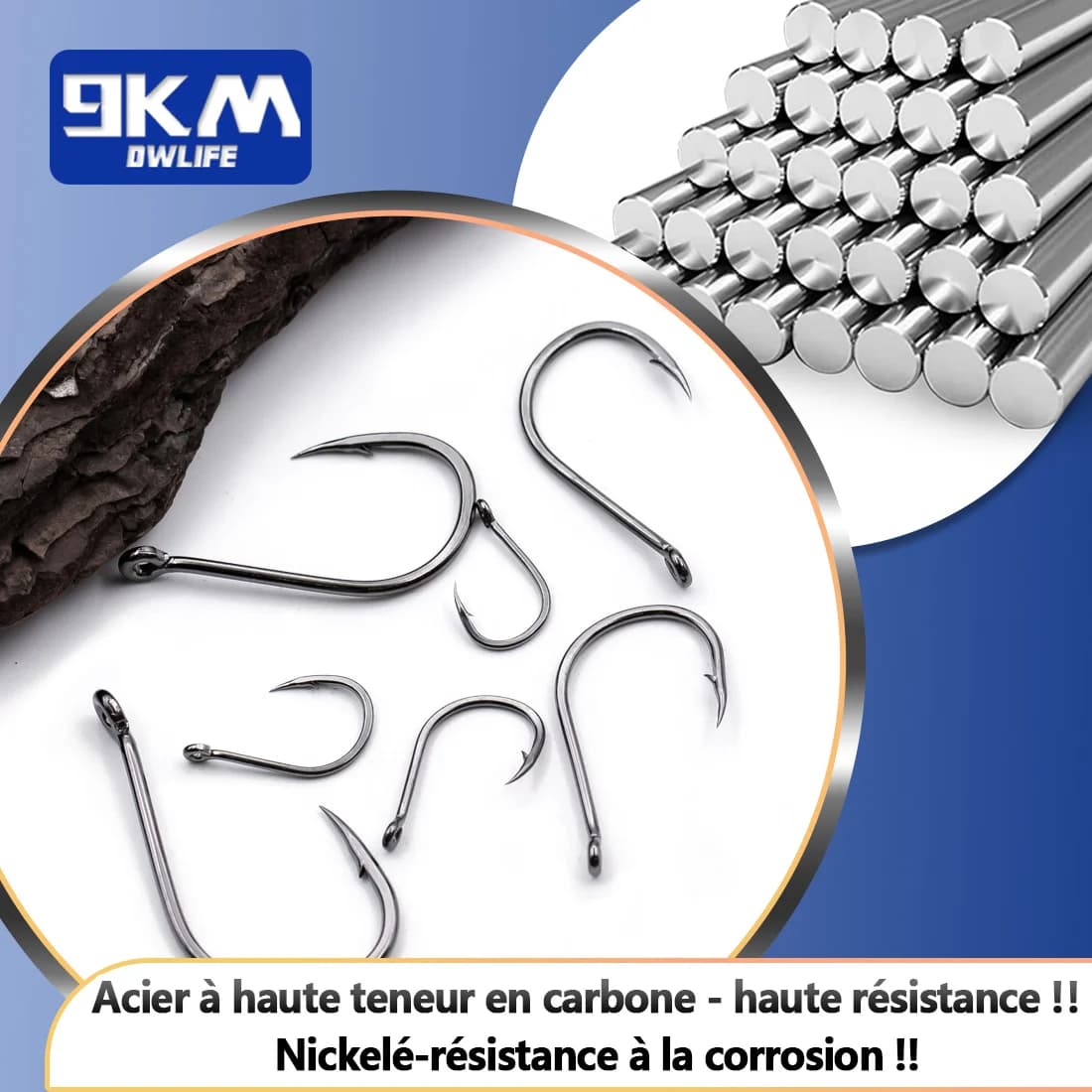 Hameçons de pêche Iseama 9KM pour carpe et mer, 50 à 200 pièces, hameçons circle à