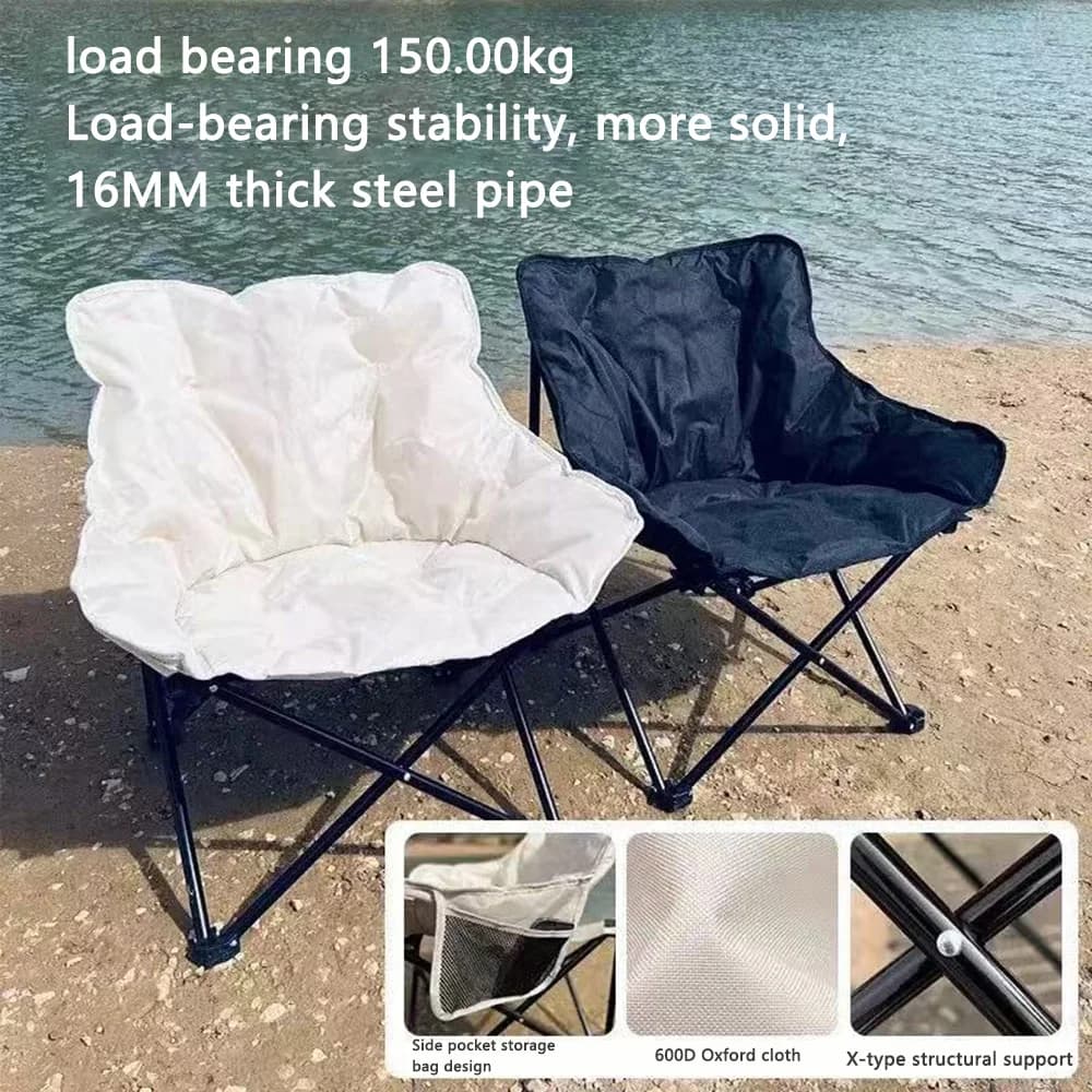 Fauteuil lune pliant rembourré dossier haut réglable pour pêche camping loisirs randonnée pique-nique