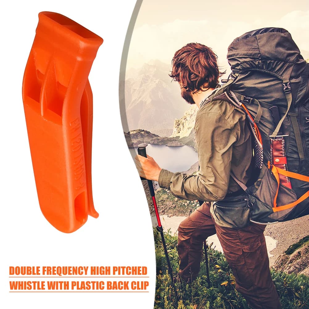Sifflet de sécurité double tube pour sports outdoor - Accessoire pêche plastique durable multifonction