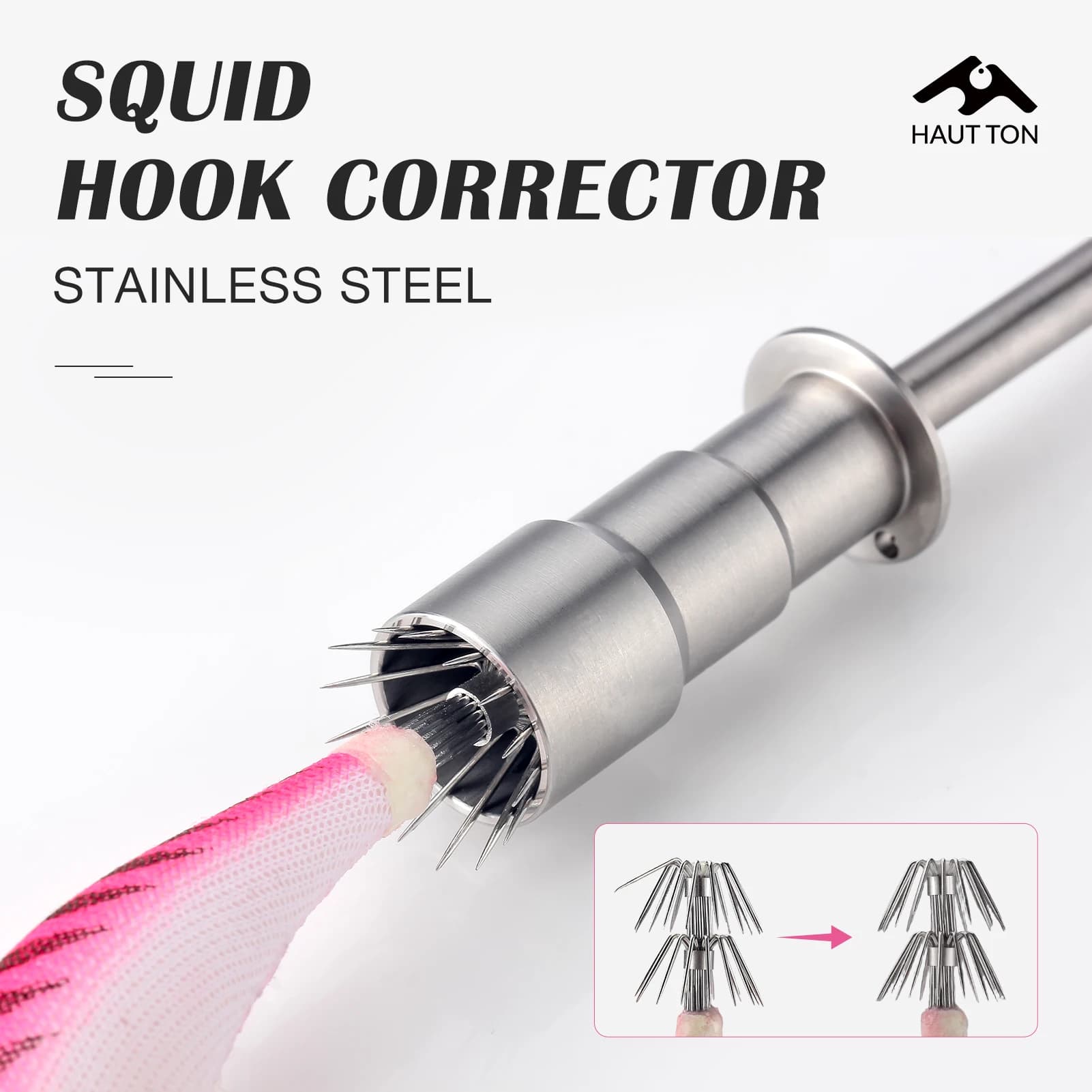 Correcteur d'hameçon pour calmar en acier inoxydable, restaure les hameçons déformés, accessoire de pêche léger et portable