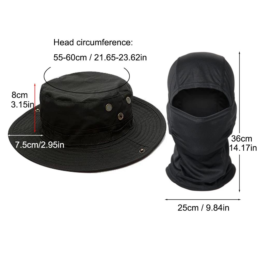Set 2 pièces chapeau à large bord avec cagoule - Protection solaire mixte pour pêche, randonnée et camping