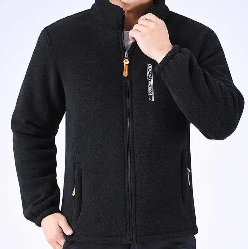 Veste polaire épaisse hiver pêche grande taille - Manteau zip windproof poches multiples extérieur