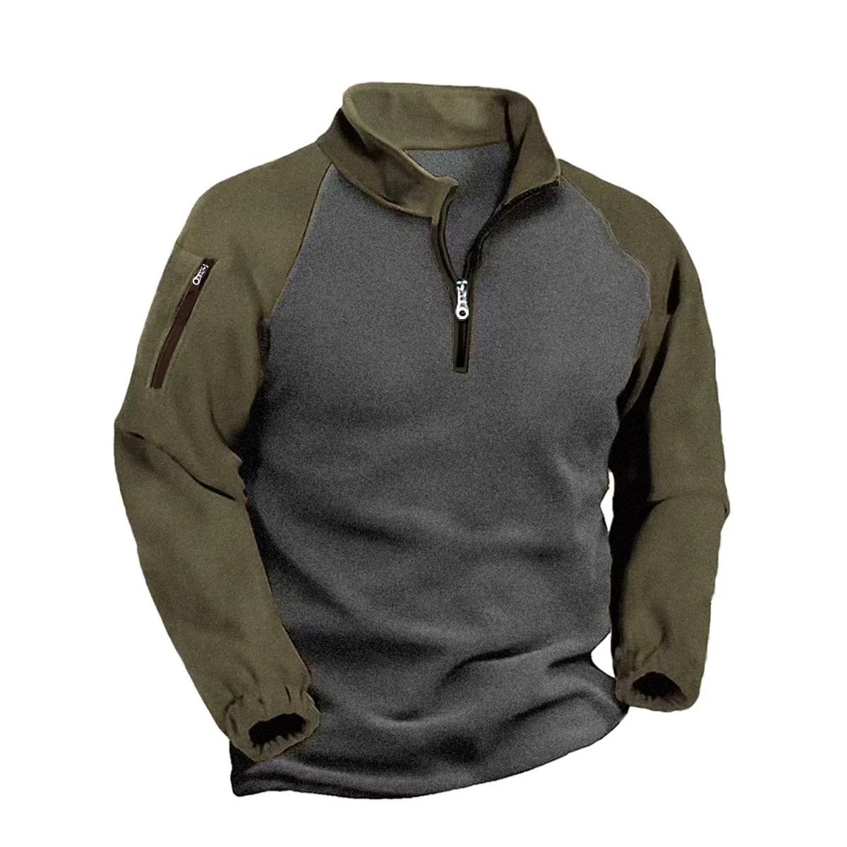 Nouvelle veste tactique mi-zippée 2024 pour pêche hivernale - Pull polaire homme chasse outdoor