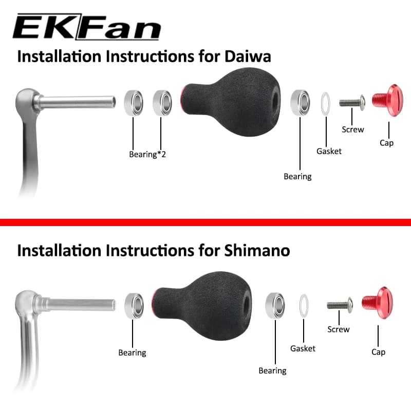 Poignées EKFan EVA pour moulinets Dawa Shimano - Forme gourde ergonomique pour pêche au lancer