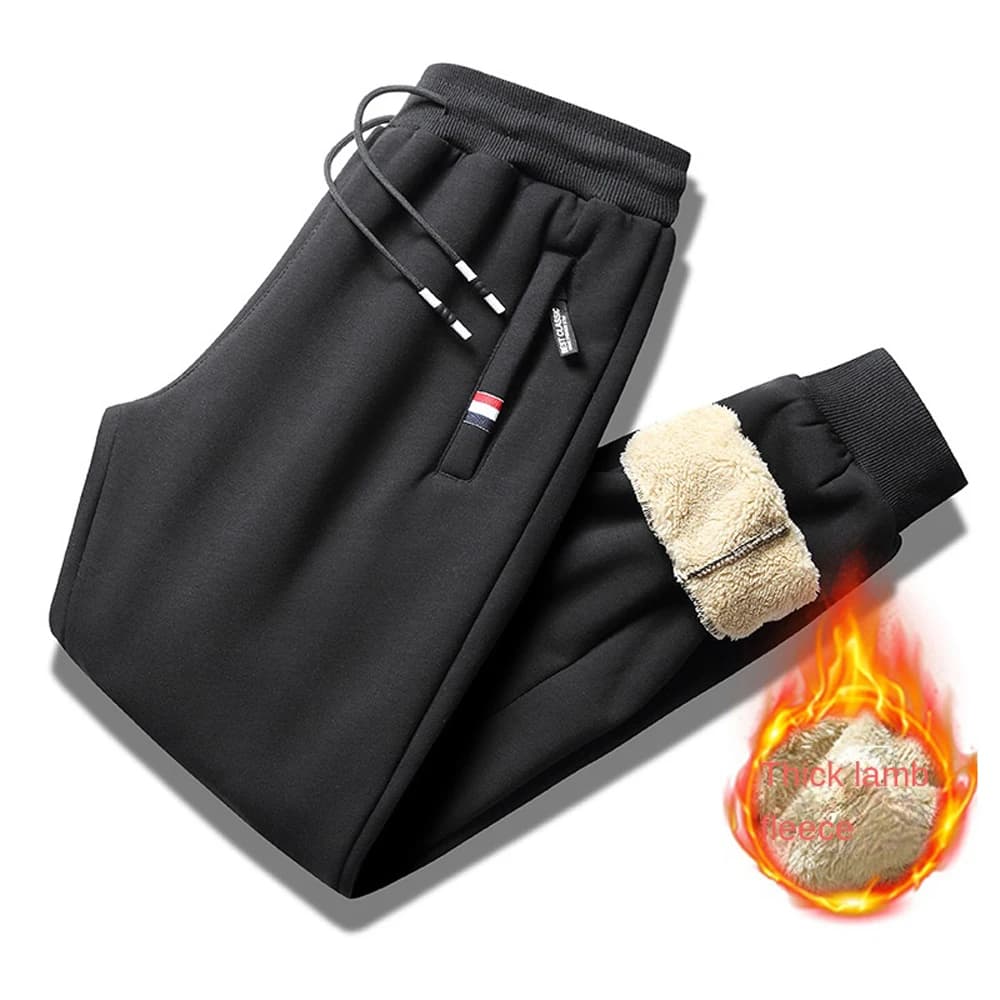 Pantalon jogging pêche hiver laine mouton épais chaud avec cordon pour homme confortable