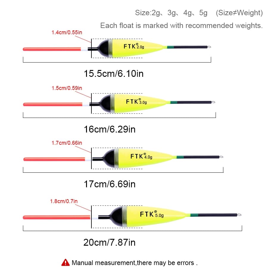 Flotteurs en sapin de Bargouzine pour pêche à la carpe - 5 pièces 2g-4g 15,5-20cm FTK pêche verticale