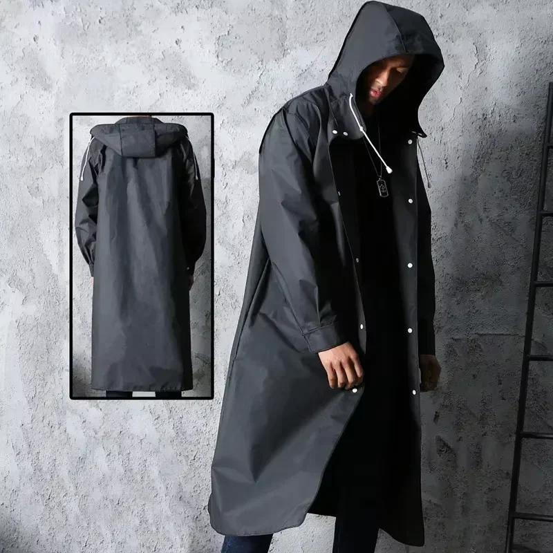 Imperméable longue pêche randonnée - Manteau pluie étanche homme femme capuche - Vêtement extérieur