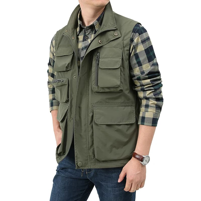 Veste sans manches multi-poches pour pêche et randonnée, veste technique homme 5XL voyage extérieur