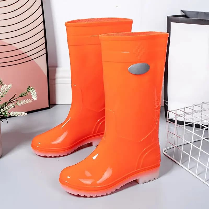 Bottes pluie jaunes hautes homme sans lacets PVC pour pêche agriculture et extérieur