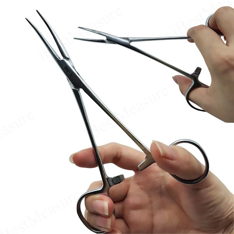 Pince hémostatique chirurgicale en acier inoxydable pour pêche - Pince à bec courbe/droit multifonction