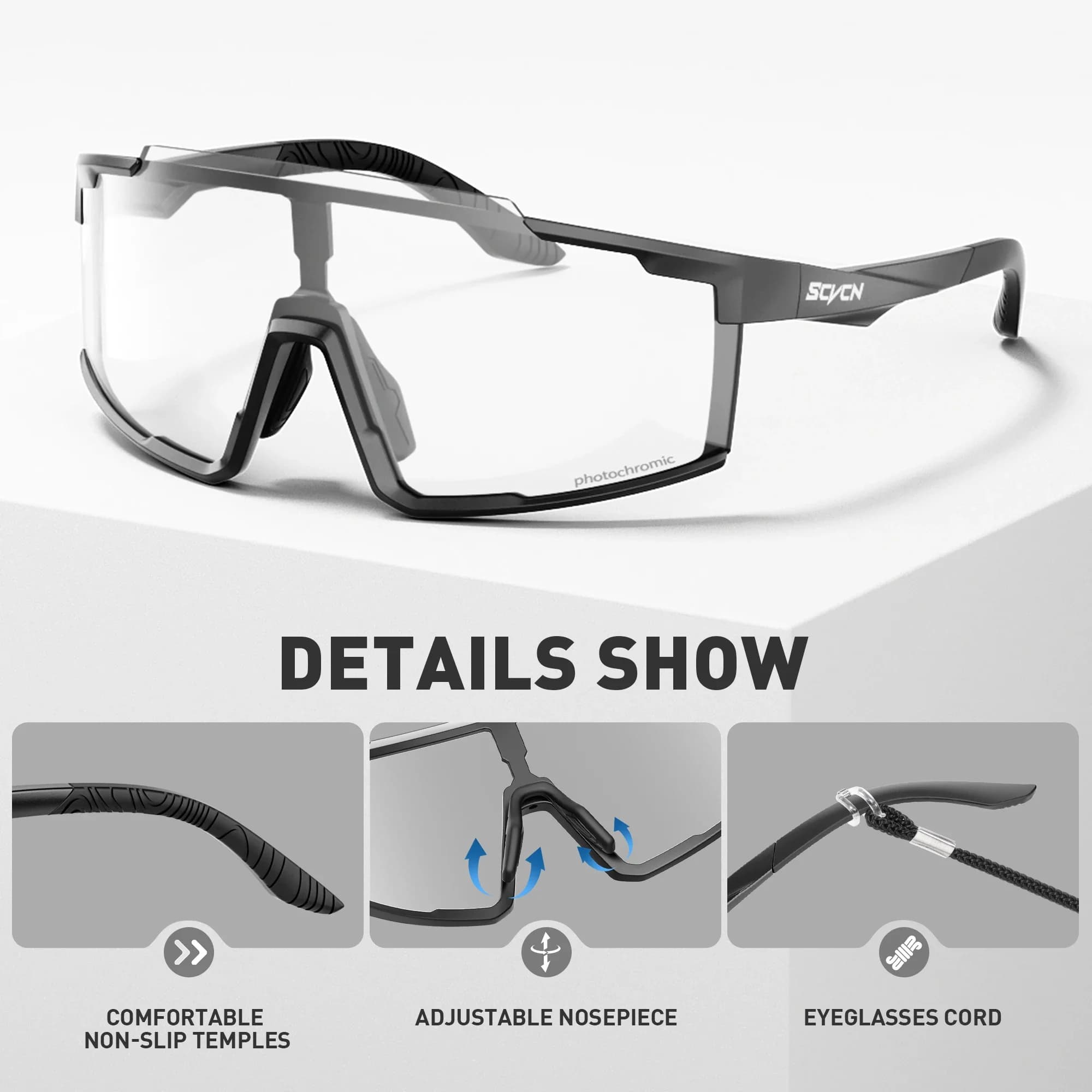 Lunettes de pêche photochromiques SCVCN - Vélo VTT - Outdoor hommes femmes UV400