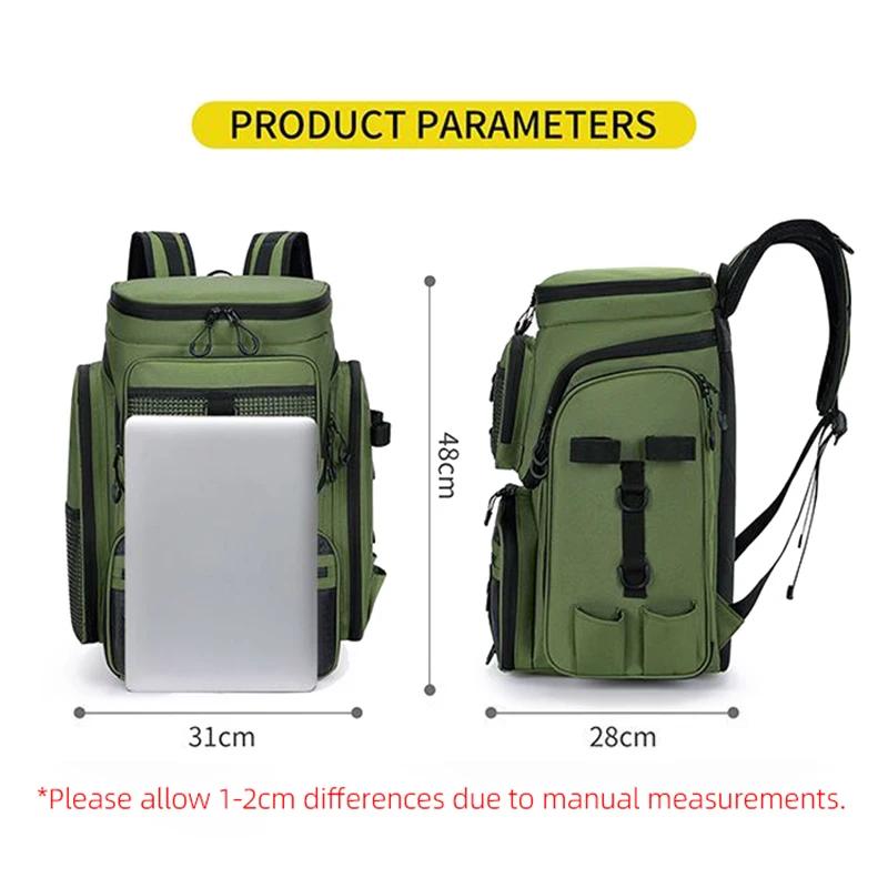 Sac de pêche 50L avec porte-cannes sac poitrine organisation leurres rangement sac à dos pour pêche à la mouche et randonnée