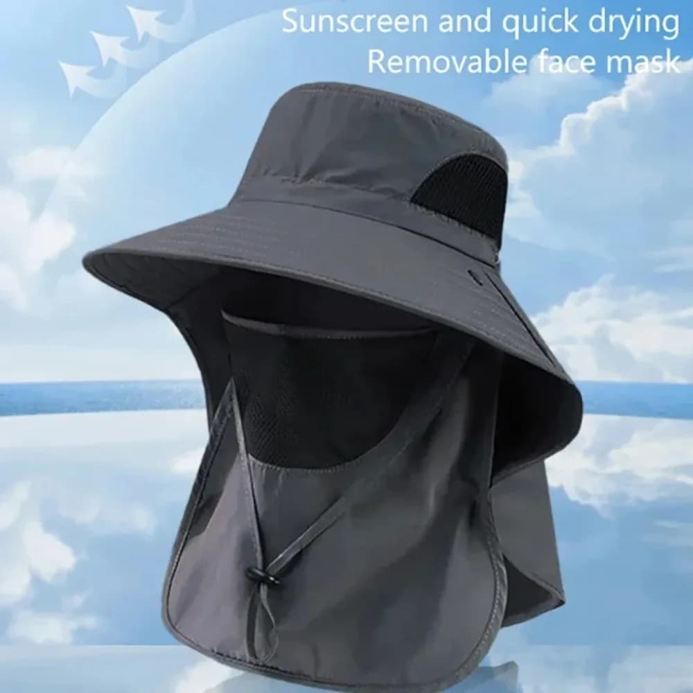 Chapeau été protection UV pêche chasse - Casquette visière rabat nuque homme femme randonnée