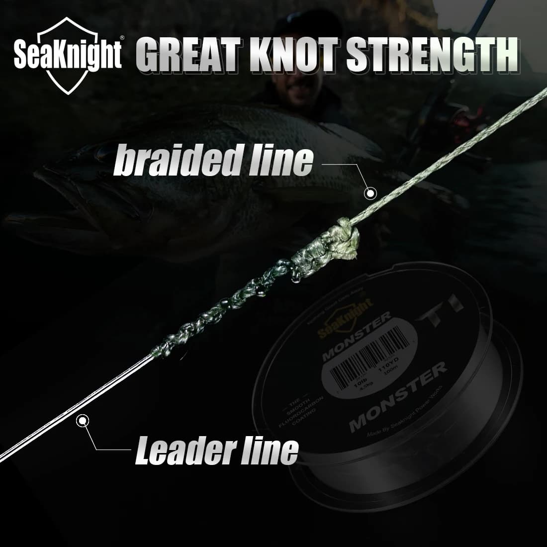 Fil pêche SeaKnight TriPoseidon 4 brins PE tressé 300M 8-60LB multifilament lisse pour carpe