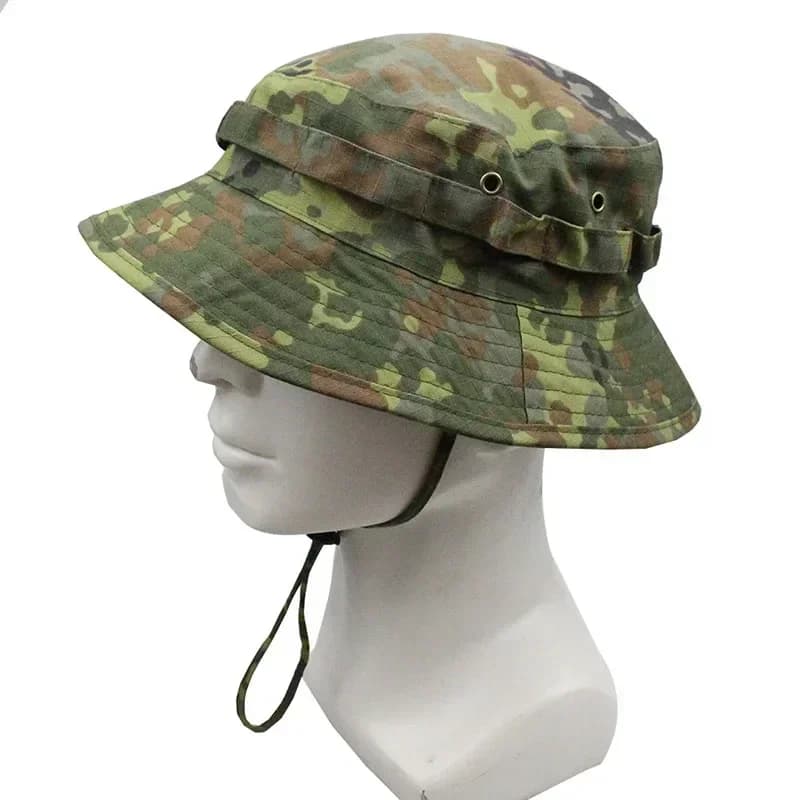 Chapeau boonie camouflage Multicam été - Casquette pêche randonnée résistante au vent soleil