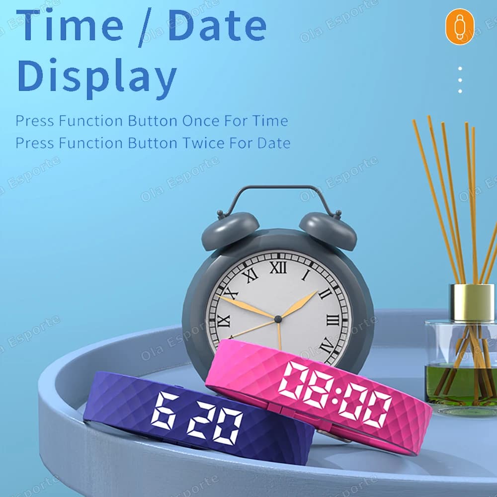 Bracelet connecté LED étanche podomètre running moniteur activité alarme vibreur rappel smartband sport