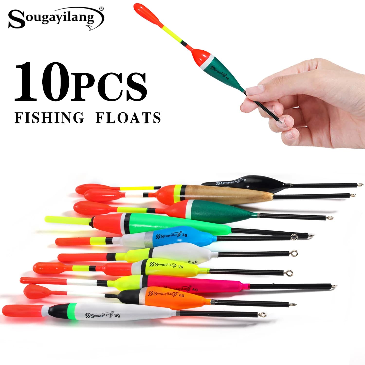 Kit de flotteurs de pêche Sougayilang 10 pièces, bouchons verticaux professionnels pour leurres et appâts