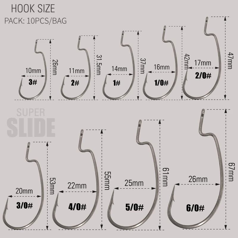 Hameçons offset PTFE Lureholic super slide pour texas rig et drop shot pêche