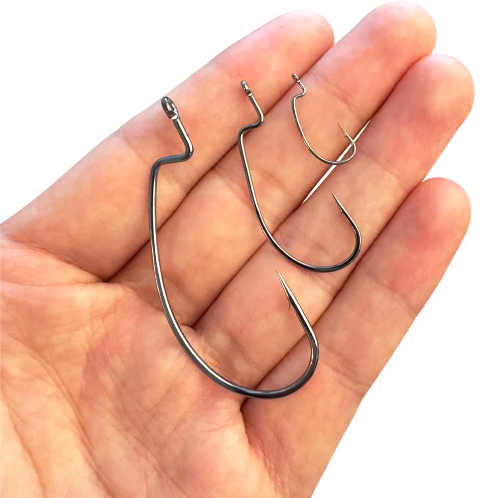 Hameçons offset large gap 20pcs acier carbone pour leurres souples bass - Texas Rig