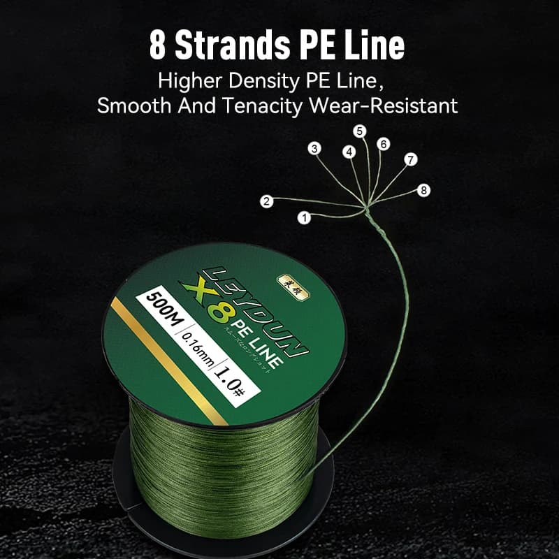 Ligne de pêche Leydun 500m micro tresse 8 brins PE japonais pour carpe mer et fly fishing