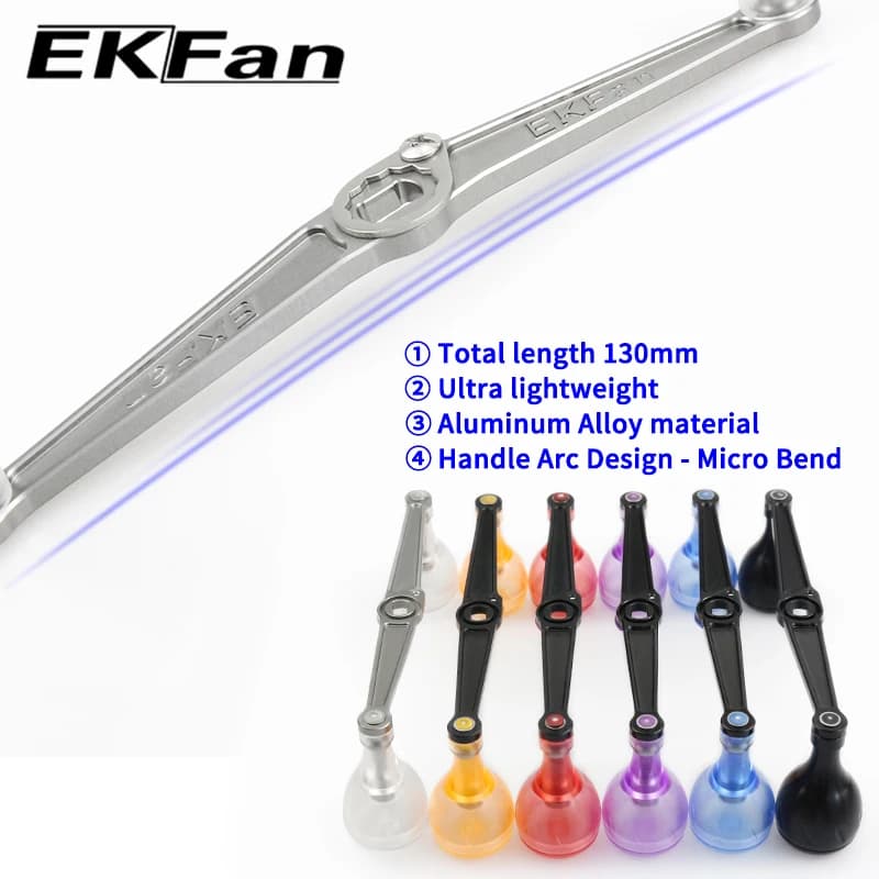 Manivelles EKFan 130MM alliage ultraléger 22G - Poignées acrylique pour moulinets 8x5MM et 7x4MM