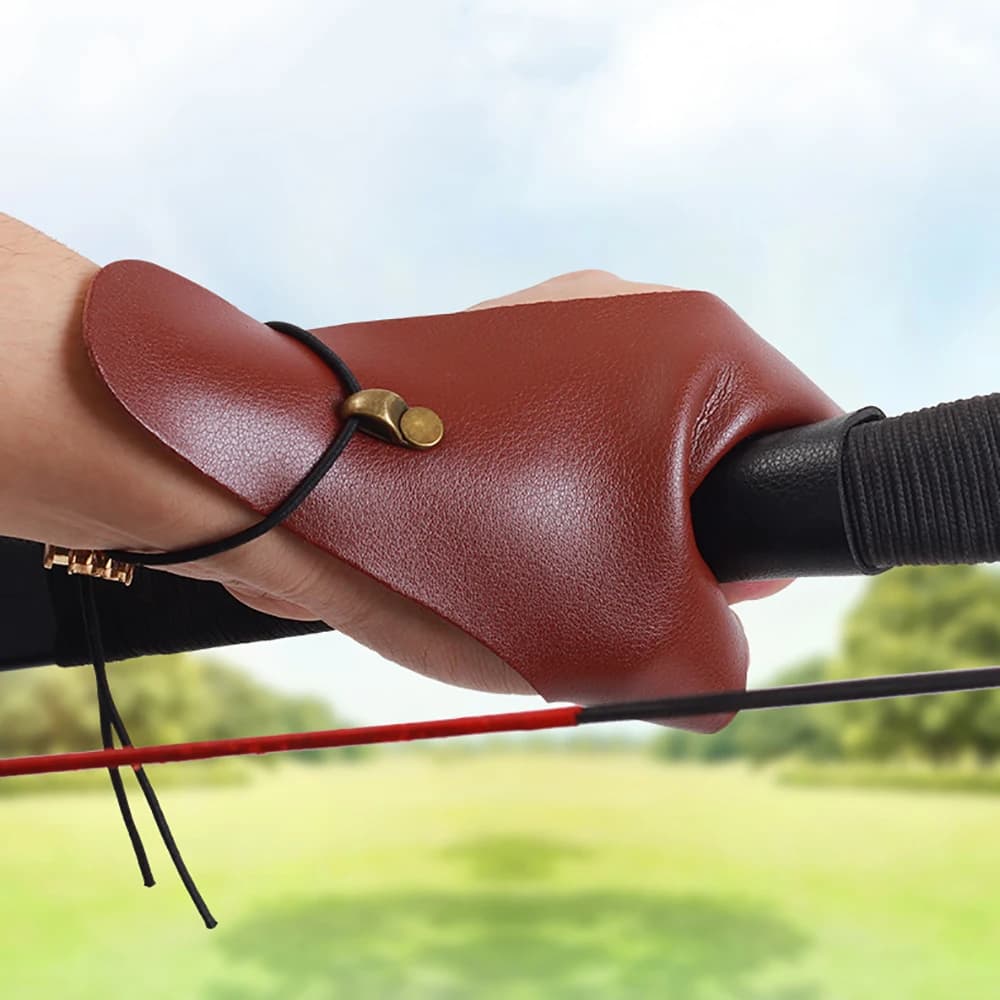 Protège-doigts archerie 2 doigts cuir pêche arc traditionnel chasse accessoire tir
