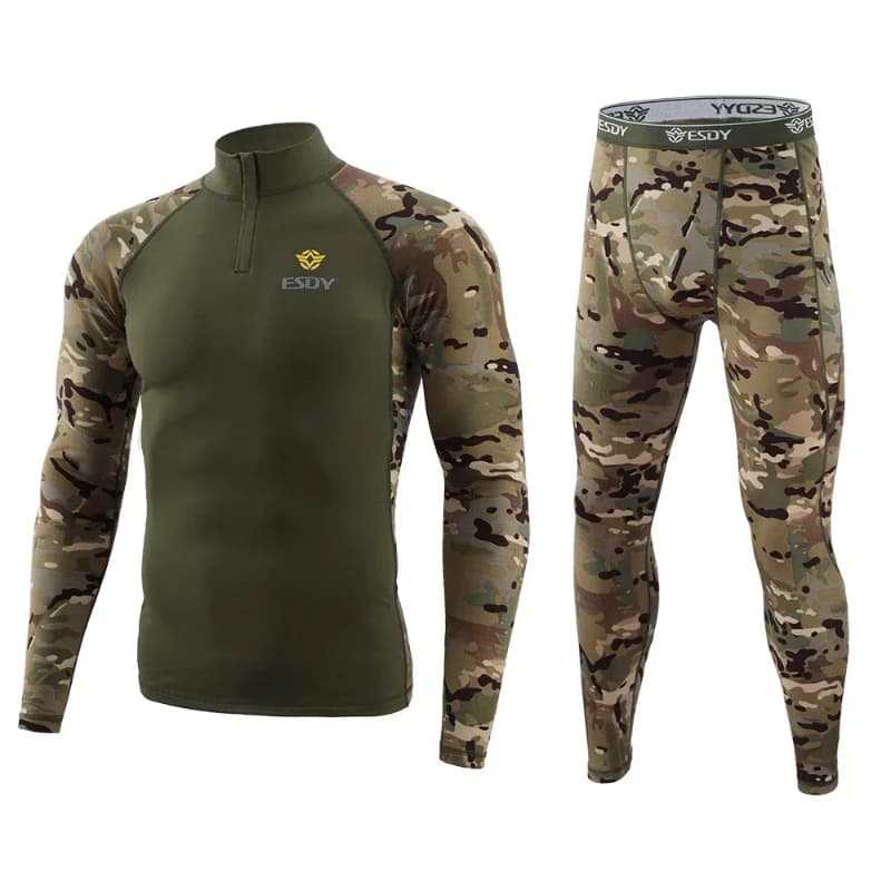 Sous-vêtement thermique camouflage hiver pêche chasse vêtement technique homme séchage rapide