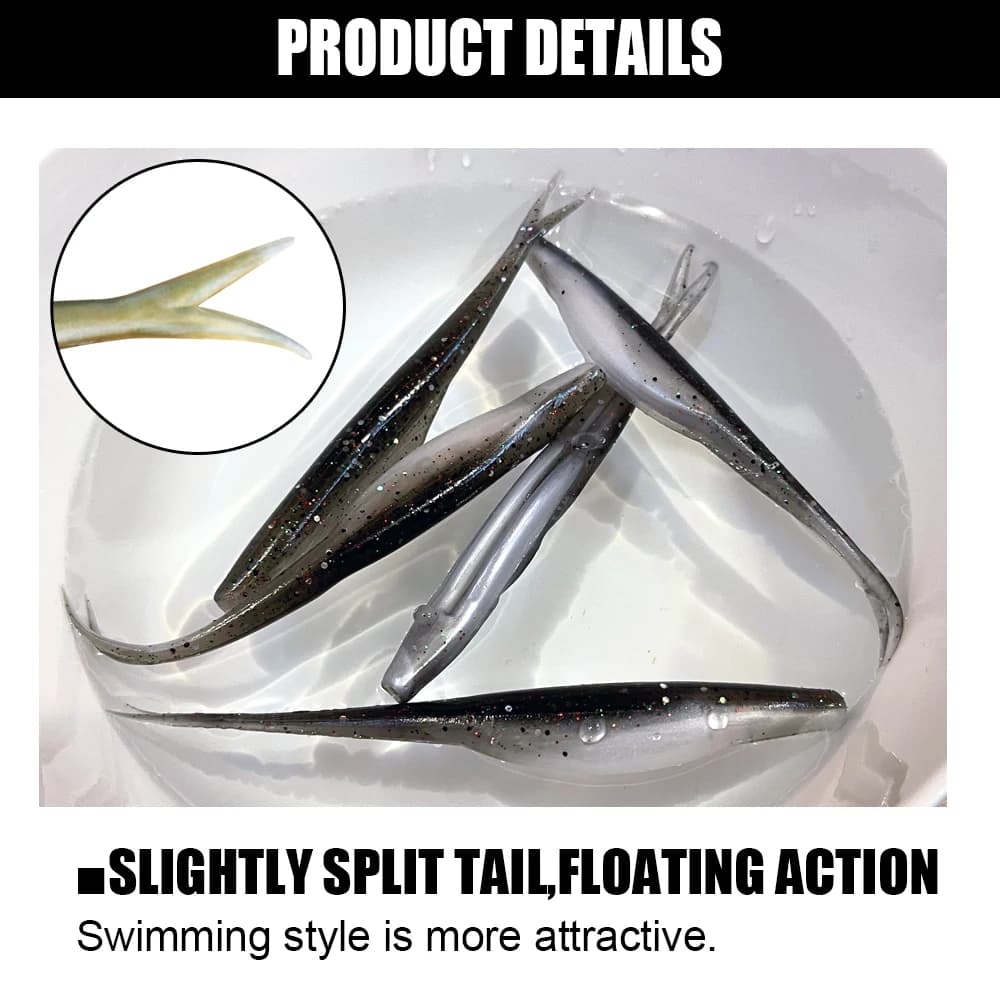 Leurre souple flottant Spinpoler TPR Jerk Shad à queue fourchue pour sandre, brochet, perche et black bass
