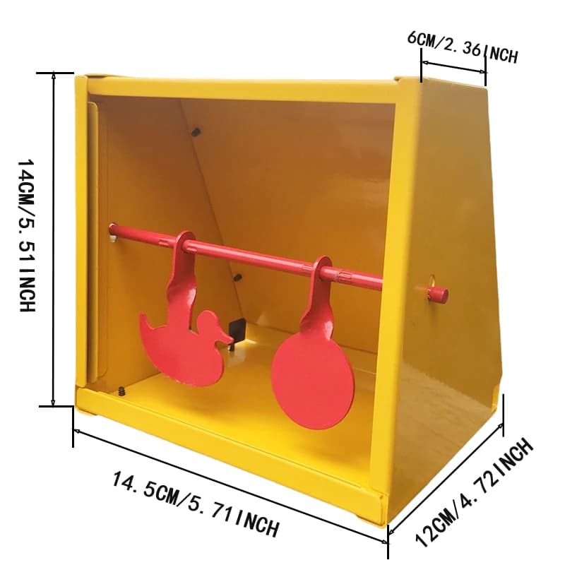 Piège à pellets Trapézoïde BBS 14cm avec cible tournante et 20 cibles papier incluses pour tir de précision
