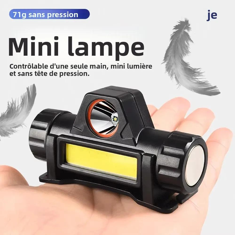 Lampe frontale COB LED USB rechargeable puissante et étanche pour la pêche de nuit en extérieur