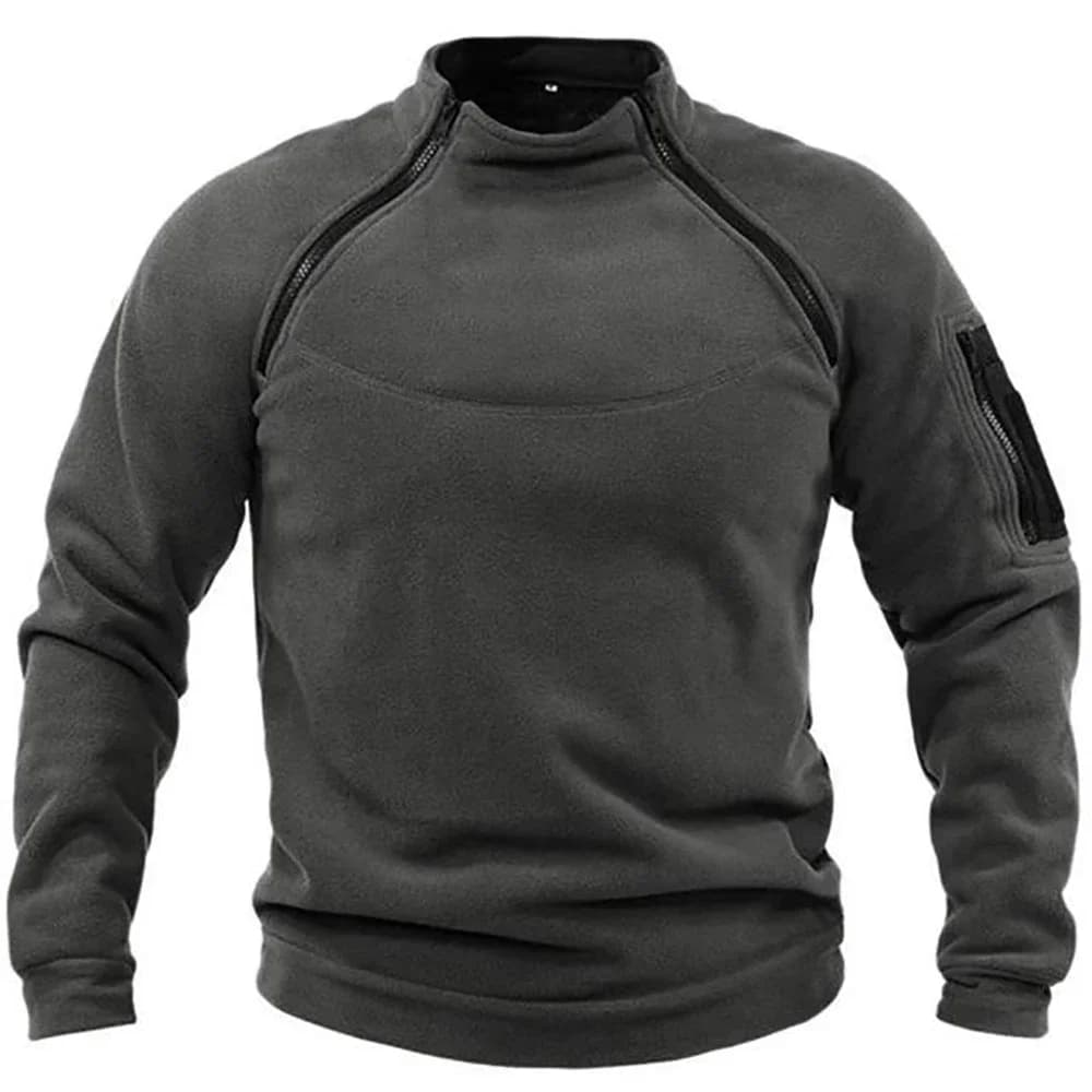 Pull polaire tactique pour pêche hivernale - Veste sport col montant épaisse coupe-vent