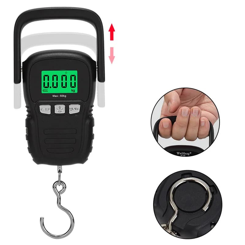 Balance accroche électronique 110lb/50kg portable pêche recharge USB batterie LCD précise