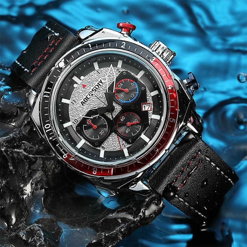 Nouvelle montre homme luxe chronographe sport étanche pêche quartz qualité supérieure bracelet acier reloj