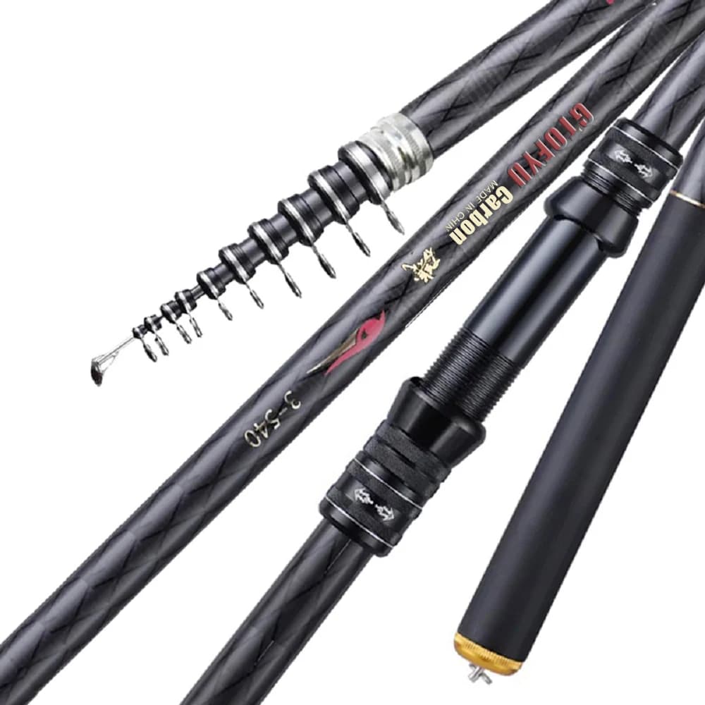 Canne télescopique carbone rock fishing 2.7m à 7.2m ultra légère pour leurres carpe mer