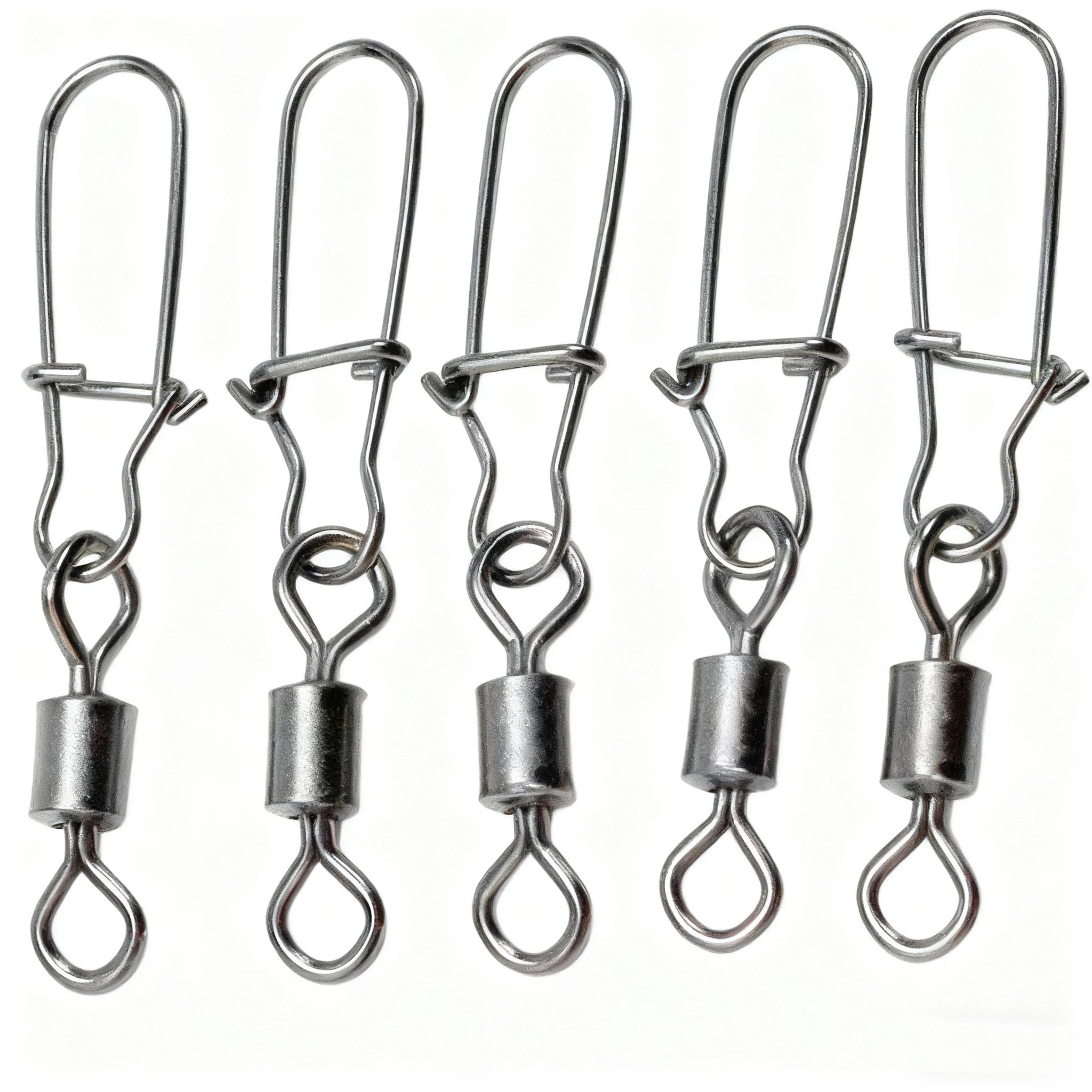 50 pièces connecteurs pêche acier inoxydable 4#-12# roulements à billes avec snap pour leurres
