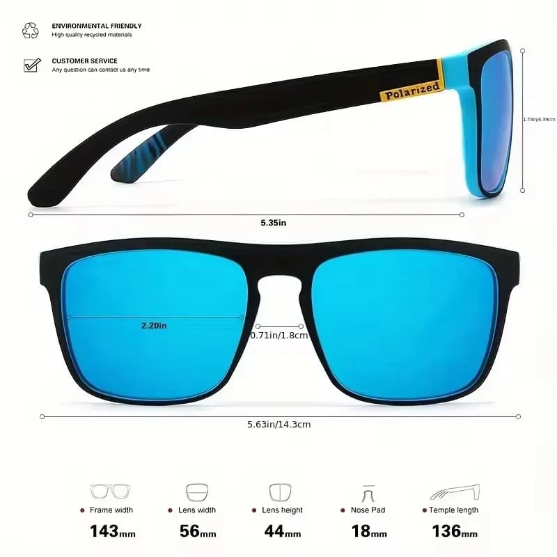 Lunettes de soleil polarisées vintage carrées - Homme, femme, conduite, pêche - Marque de luxe, UV400, style driver